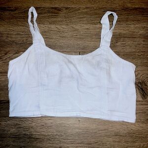 Aerie White Fitted Sleeveless Crop Tank Top